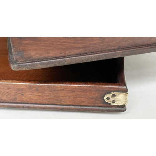 162 - GEORGIAN BUTLER TRAYS, four Georgian mahogany, each galleried with pierced handles, largest 67cm x 4... 