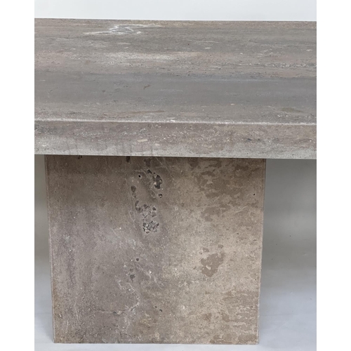 165 - TRAVERTINE DINING TABLE, 1970s Italian, rectangular with plinth base, 200cm W x 106cm D x 78cm H.