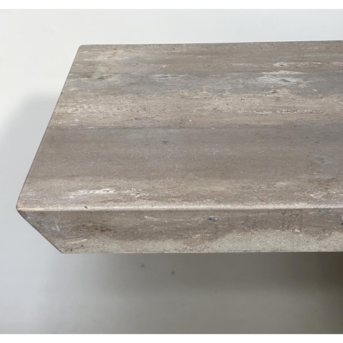 165 - TRAVERTINE DINING TABLE, 1970s Italian, rectangular with plinth base, 200cm W x 106cm D x 78cm H.