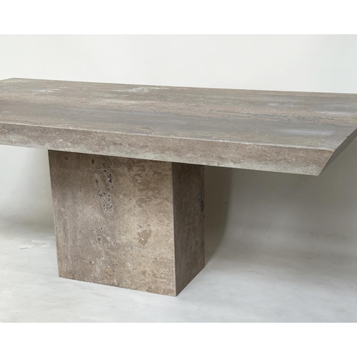 165 - TRAVERTINE DINING TABLE, 1970s Italian, rectangular with plinth base, 200cm W x 106cm D x 78cm H.