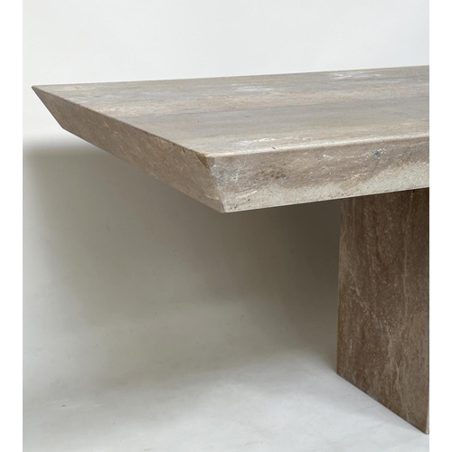 165 - TRAVERTINE DINING TABLE, 1970s Italian, rectangular with plinth base, 200cm W x 106cm D x 78cm H.