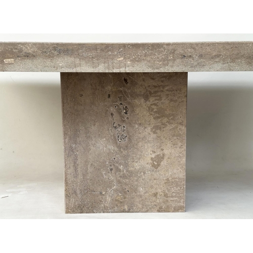 165 - TRAVERTINE DINING TABLE, 1970s Italian, rectangular with plinth base, 200cm W x 106cm D x 78cm H.