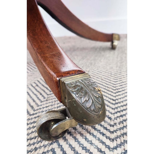 216 - BREAKFAST TABLE, George IV mahogany, the circular tilt top on a turned column and quadriform support... 