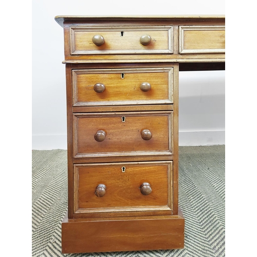 219 - PEDESTAL DESK, Victorian mahogany, circa 1870, with green leather top above nine drawers on castors,... 