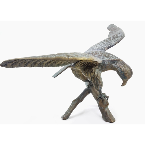 22 - CONTEMPORARY SCHOOL SCULPTURAL STUDY OF BIRD, cast metal, 46.5cm H.