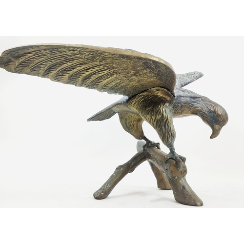 22 - CONTEMPORARY SCHOOL SCULPTURAL STUDY OF BIRD, cast metal, 46.5cm H.