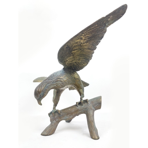 22 - CONTEMPORARY SCHOOL SCULPTURAL STUDY OF BIRD, cast metal, 46.5cm H.