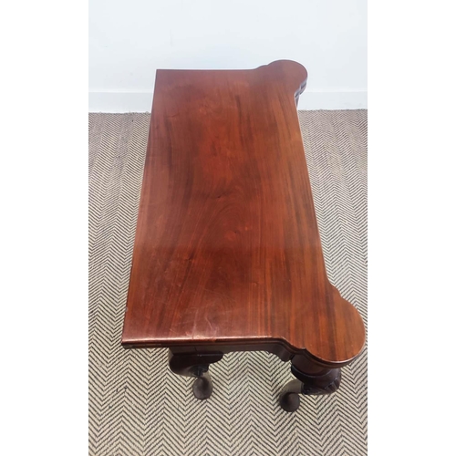 220 - CARD TABLE, Georgian and later mahogany with green baize playing surface and frieze drawer, 80cm W x... 