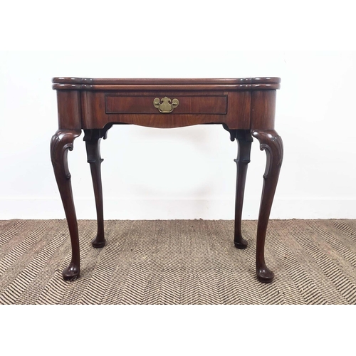 220 - CARD TABLE, Georgian and later mahogany with green baize playing surface and frieze drawer, 80cm W x... 