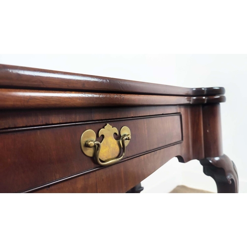 220 - CARD TABLE, Georgian and later mahogany with green baize playing surface and frieze drawer, 80cm W x... 