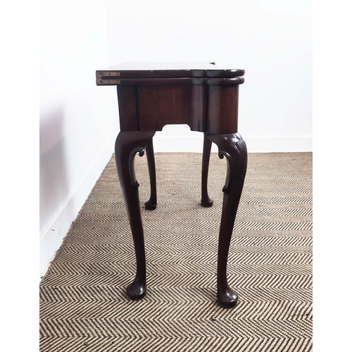 220 - CARD TABLE, Georgian and later mahogany with green baize playing surface and frieze drawer, 80cm W x... 