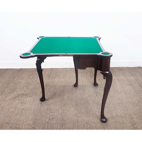 220 - CARD TABLE, Georgian and later mahogany with green baize playing surface and frieze drawer, 80cm W x... 