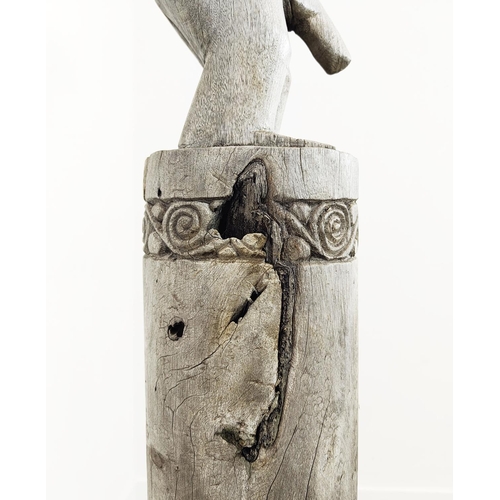 23 - CARVED FIGURE, wooden, 162cm H.