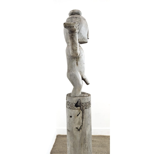 23 - CARVED FIGURE, wooden, 162cm H.