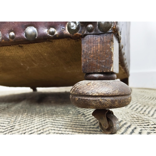 232 - CLUB ARMCHAIRS, a pair, early 20th century, brown leather, each 72cmx  82cm H. (2)