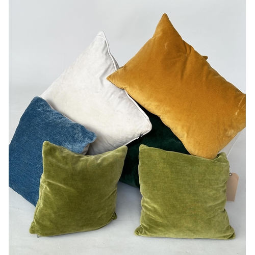 241 - VELVET CUSHIONS, an assortment of eight including from Heals and India Jane, largest width 50cm W. (... 