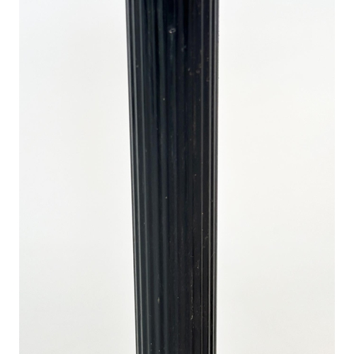 244 - COLUMN TABLE LAMPS, neo classical style black fluted column, Corinthian-capped and stepped base toge... 