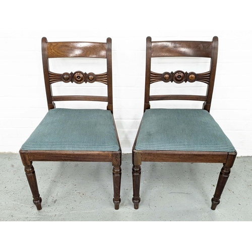 247 - DINING CHAIRS, a set of six George IV mahogany, including two armchairs with taupe drop in seats and... 