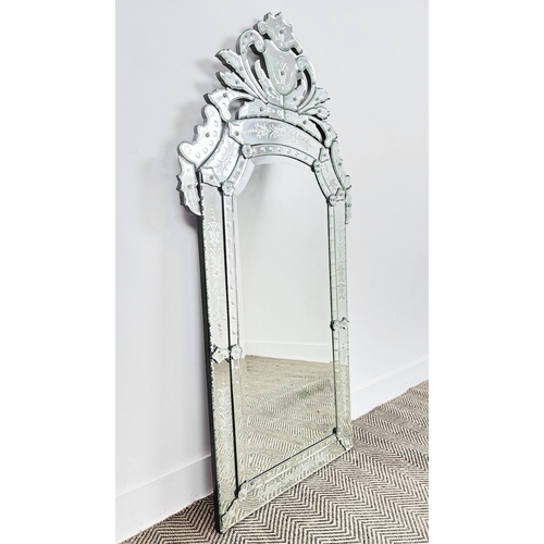 294 - VENETIAN STYLE WALL MIRROR, 140cm H x 70cm W.