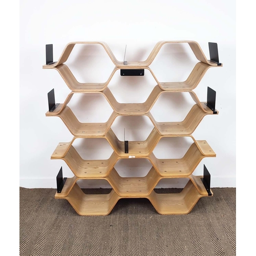 306 - OPEN BOOKCASE, honeycomb design, 137cm x 32cm x 148.5cm approx.