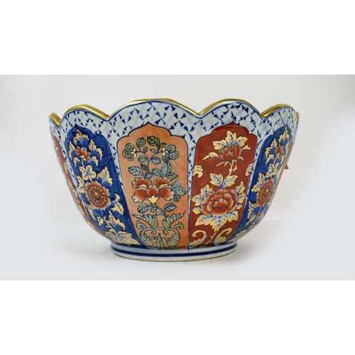 32 - IMARI BOWL, along with a cloisonne vase, two jardinieres, a pair of bowls, an ovoid vase. (8) (Qty)