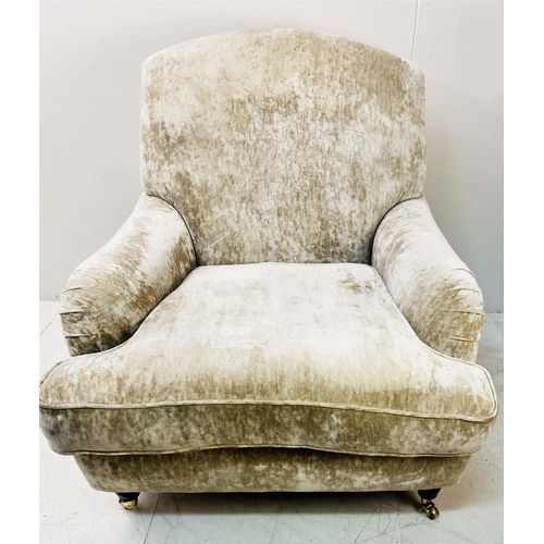 417 - ARMCHAIR, Howard style, with neutral velvet upholstery, 91cm H x 90cm W x 74cm D