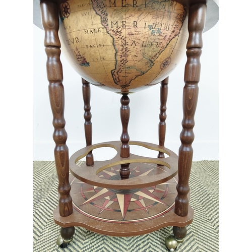 436 - GLOBE DRINKS TROLLEY, vintage style, 82cm H x 46cm.