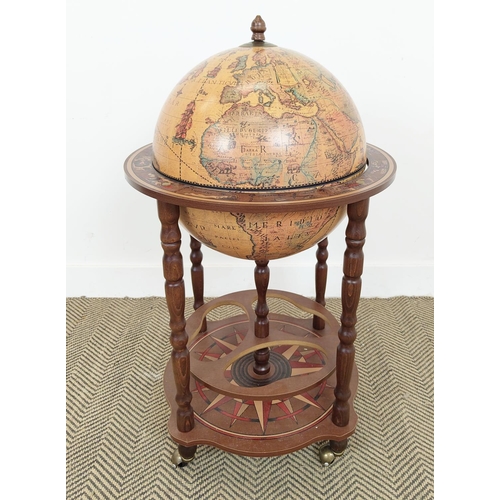 436 - GLOBE DRINKS TROLLEY, vintage style, 82cm H x 46cm.