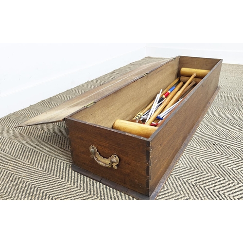 441 - BOXED CROQUET SET, oak box, 23cm H x 122cm x 32cm.