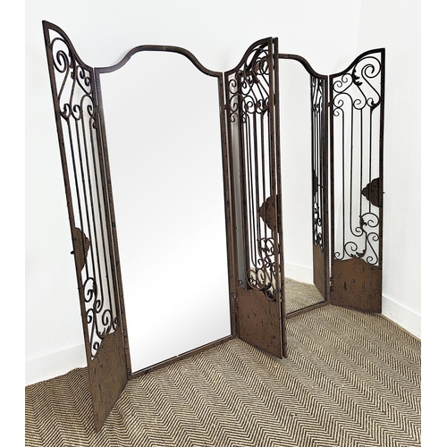 442 - ARCHITECTURAL WALL MIRRORS, a pair, metal garden gate frames, 151cm H x 60cm W. (2)