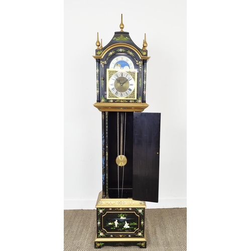 462 - LONGCASE CLOCK, Chinoiserie style painted decoration, 198cm H x 46cm x 26cm.