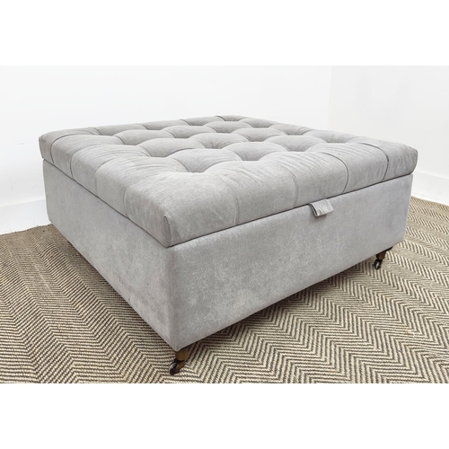 465 - NORDIC STYLE OTTOMAN, with a buttoned rising lid, 90cm x 90cm x 45cm H.