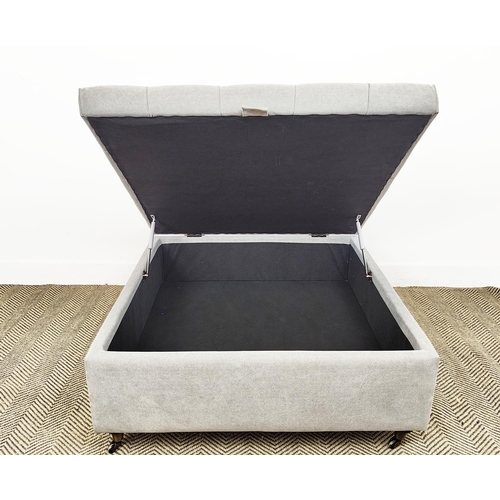 465 - NORDIC STYLE OTTOMAN, with a buttoned rising lid, 90cm x 90cm x 45cm H.