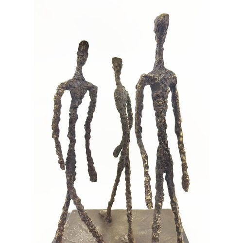 479 - CONTEMPORARY SCHOOL FIGURAL GROUP SCULPTURE, in bronze, 43cm H x 33cm x 29cm.