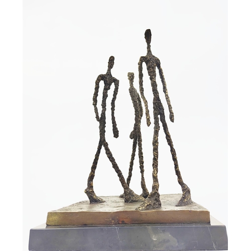 479 - CONTEMPORARY SCHOOL FIGURAL GROUP SCULPTURE, in bronze, 43cm H x 33cm x 29cm.