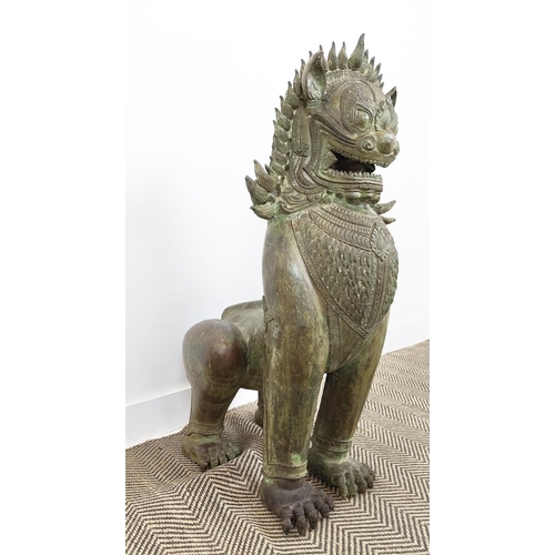 480 - CHINESE STYLE FOO DOG, bronze, of large proportions, 101cm H x 46cm x 62cm.