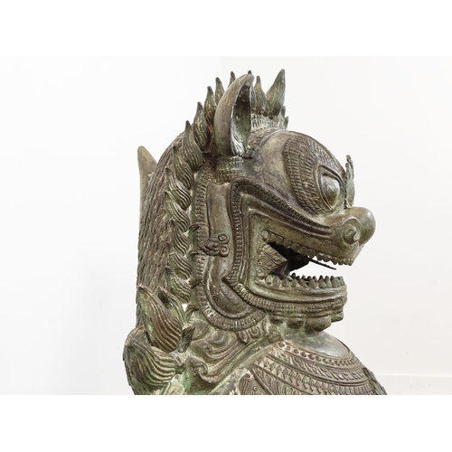 480 - CHINESE STYLE FOO DOG, bronze, of large proportions, 101cm H x 46cm x 62cm.