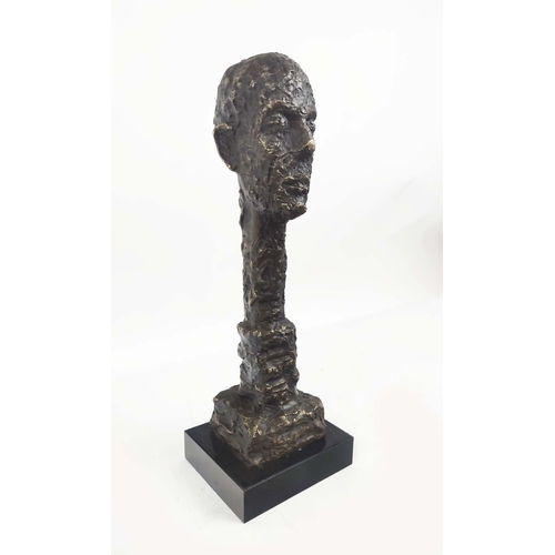 481 - CONTEMPORARY SCHOOL SCULPTURE, of an abstract male bust, in bronze, 40cm H.