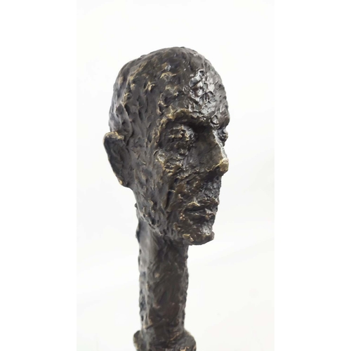 481 - CONTEMPORARY SCHOOL SCULPTURE, of an abstract male bust, in bronze, 40cm H.