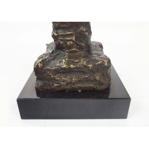 481 - CONTEMPORARY SCHOOL SCULPTURE, of an abstract male bust, in bronze, 40cm H.