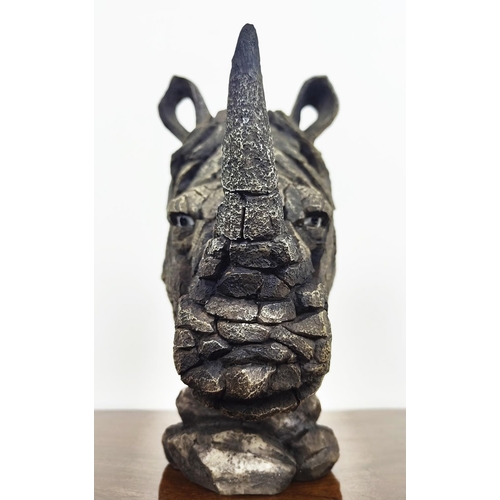 482 - CONTEMPORARY SCHOOL RHINO HEAD SCULPTURE, resin, 39cm H.