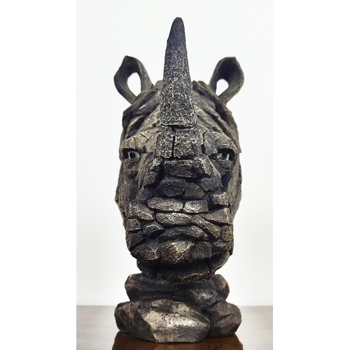 482 - CONTEMPORARY SCHOOL RHINO HEAD SCULPTURE, resin, 39cm H.