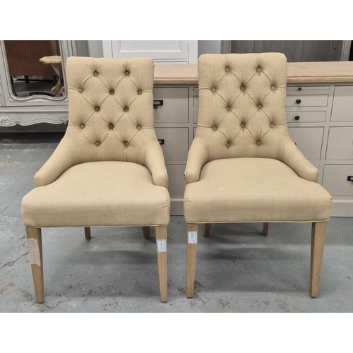 504 - SIDE CHAIRS, a pair, with button backs and studded detail, each 56cm x 95cm H. (2)