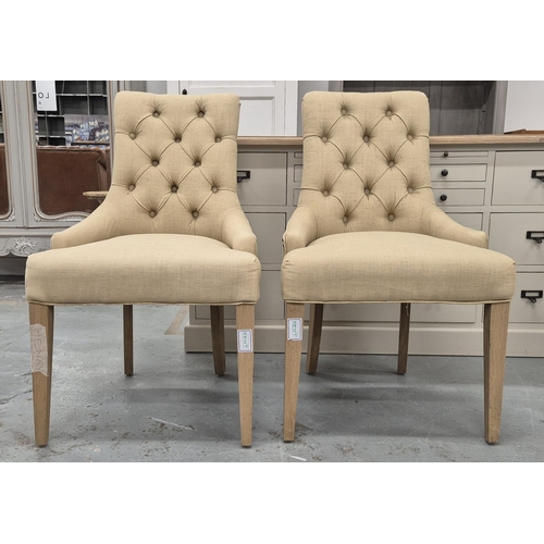 504 - SIDE CHAIRS, a pair, with button backs and studded detail, each 56cm x 95cm H. (2)