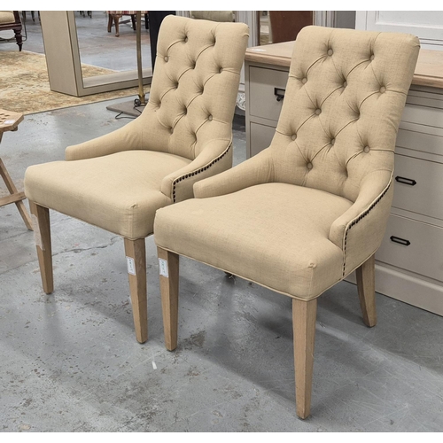 504 - SIDE CHAIRS, a pair, with button backs and studded detail, each 56cm x 95cm H. (2)