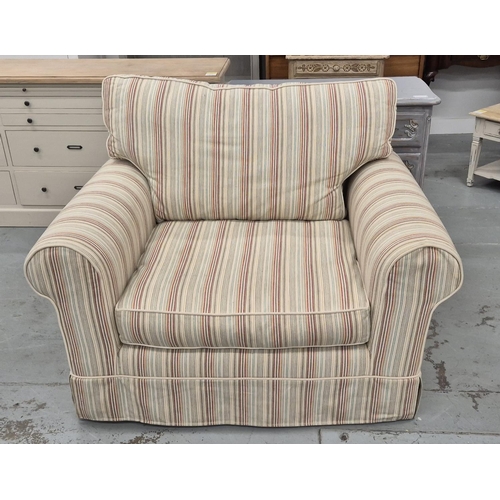 514 - ARMCHAIR/LOVE SEAT, striped, 120cm x 97cm H.