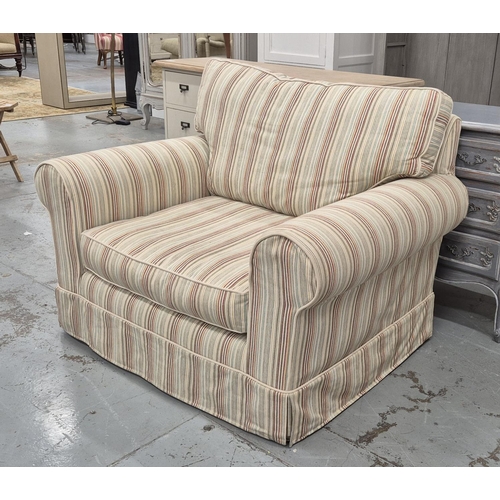 514 - ARMCHAIR/LOVE SEAT, striped, 120cm x 97cm H.