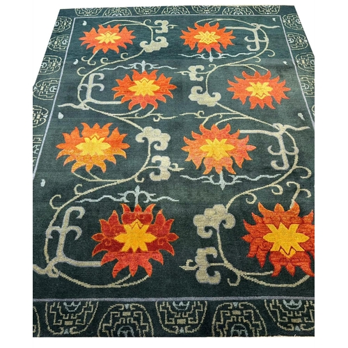 101 - FINE VINTAGE TIBETAN TEMPLE CARPET, 285cm x 220cm.