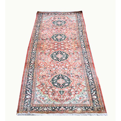 119 - FINE PERSIAN SILK RUNNER, hand-knotted, 260cm x 80cm.