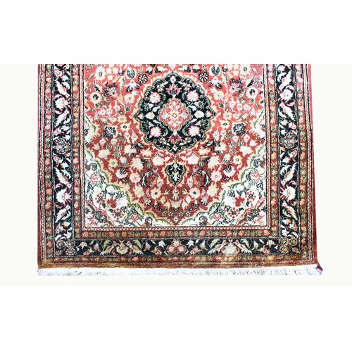 119 - FINE PERSIAN SILK RUNNER, hand-knotted, 260cm x 80cm.